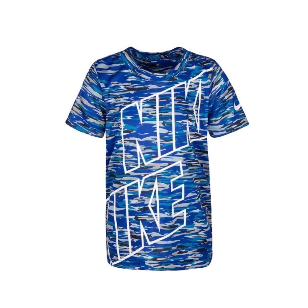 Nike Boys Short Sleeve Crew Neck Dri Fit Abstract Camo Print Graphics Tee Shirt